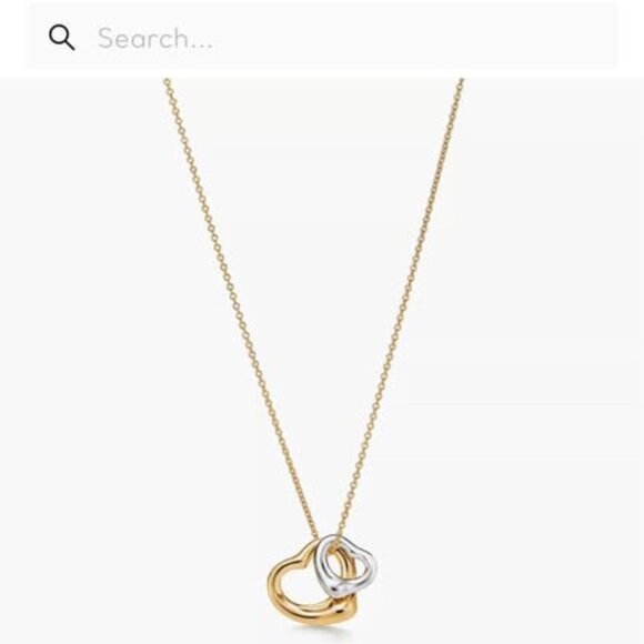 Tiffany & Co. Elsa Peretti 18k Silver Double Open Heart Pendant Necklace 16" - Picture 6 of 7